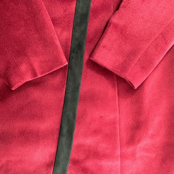 NWOT H by Halston Maroon Pea Coat Women 18W Asymmetric Zip Faux Suede Lined - Picture 9 of 10